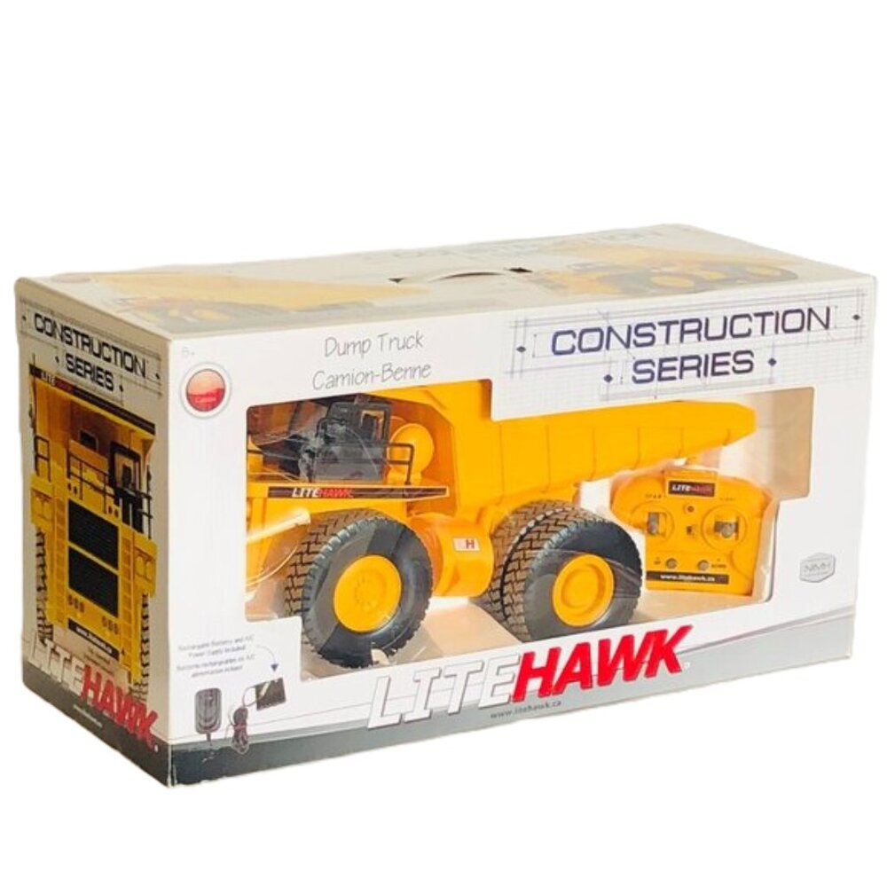 New in Box-LiteHawk RC Dump Truck w/Rechargable Battery and AC Power Supply
